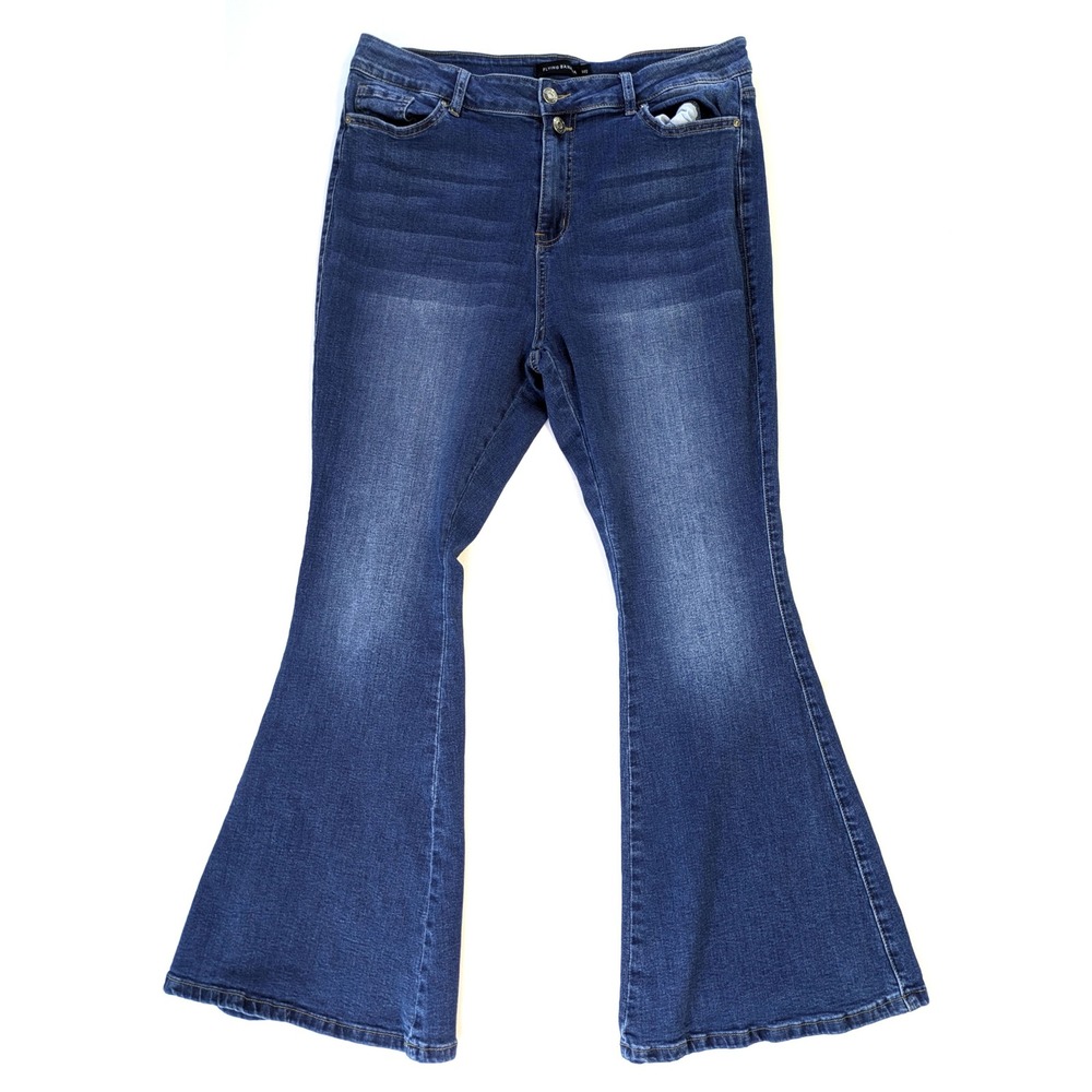 Flying Banana Flare Jeans Womens 14S Blue Denim Bell Bottom High Rise LB-1